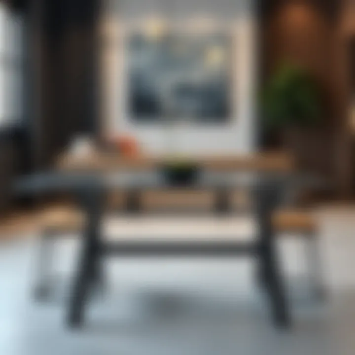 Stylish metal dining table with minimalist design