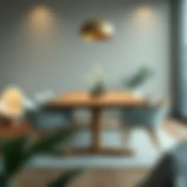 Modern wooden dining table with contemporary chairs