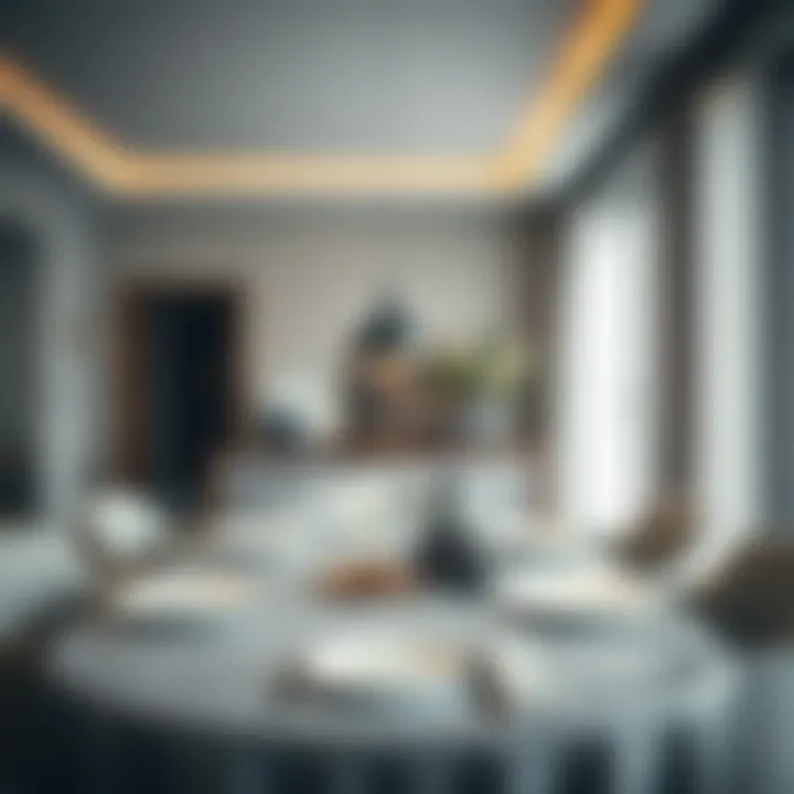 Sophisticated dining area featuring a chic table arrangement