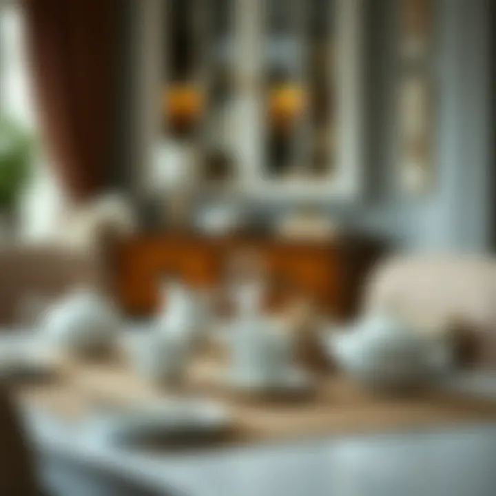 Sophisticated Breakfast Set Presentation Elegant six-person breakfast set displayed on a table