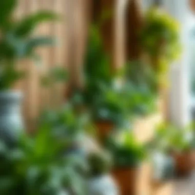 A Sanctuary of Plants in Wood Diverse plant life thriving in unique wooden planters