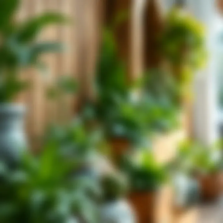 A Sanctuary of Plants in Wood Diverse plant life thriving in unique wooden planters