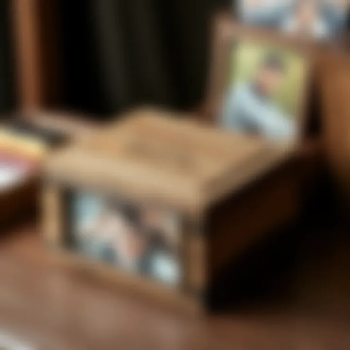Personalized wooden photo box with custom engravings