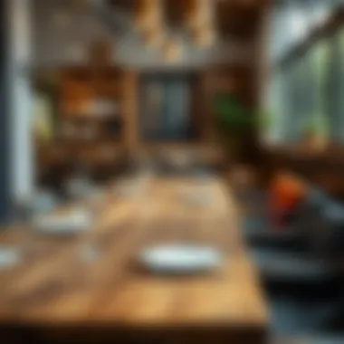 Versatile wooden table used for various dining experiences