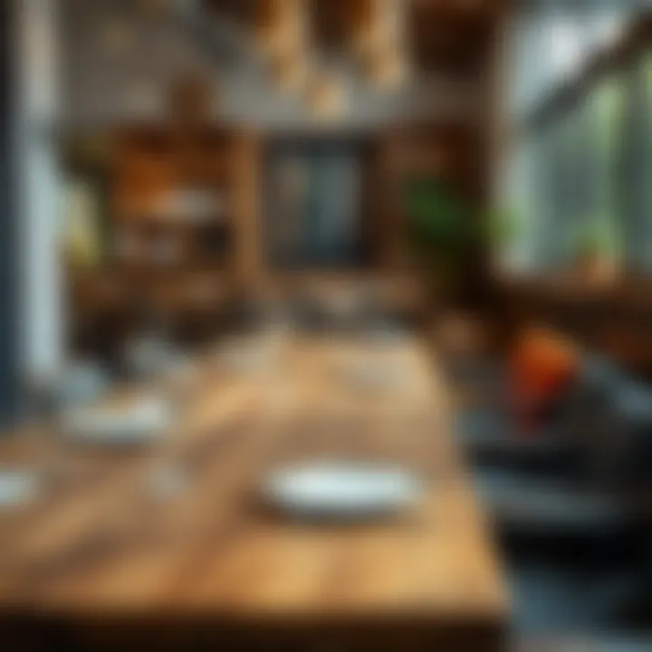 Versatile wooden table used for various dining experiences