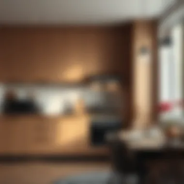 Cozy kitchen atmosphere created with wood-toned cabinetry