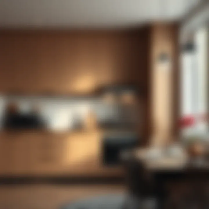 Cozy kitchen atmosphere created with wood-toned cabinetry