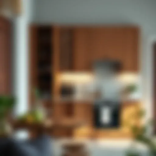 Elegant wooden kitchen cabinet showcasing a modern design