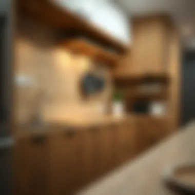 Detailed view of wood textures in kitchen cabinetry