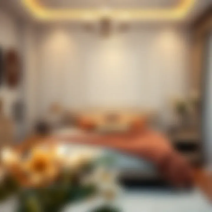 Elegant Bedroom Decor A beautifully decorated bedroom featuring a double bed with an elegant cover.