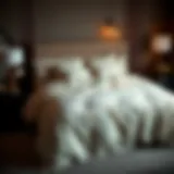 A luxurious double bed covered with a stylish duvet.