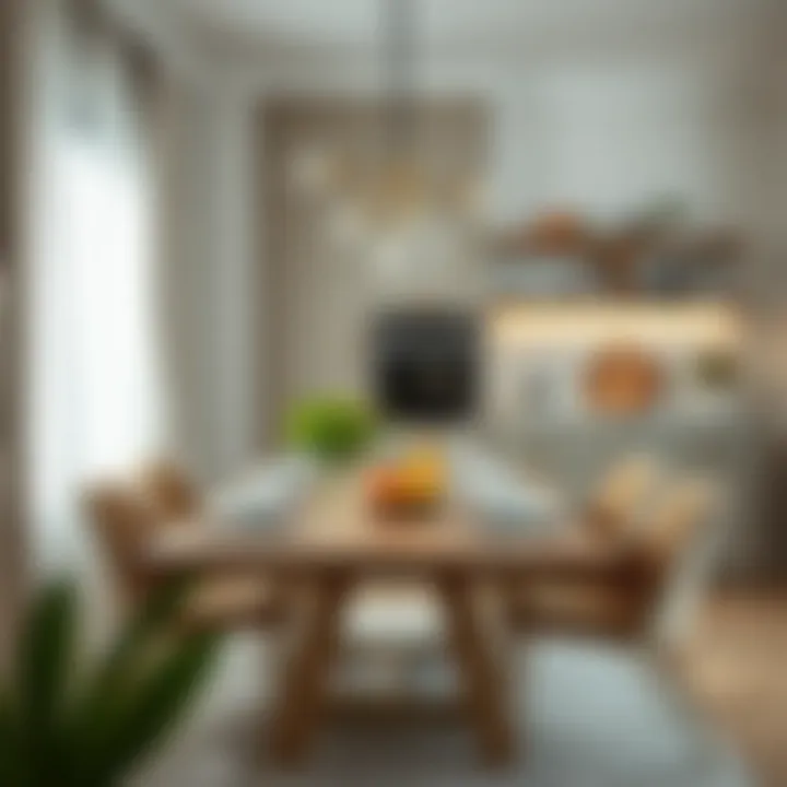 A beautifully arranged dining area featuring a chic kitchen table