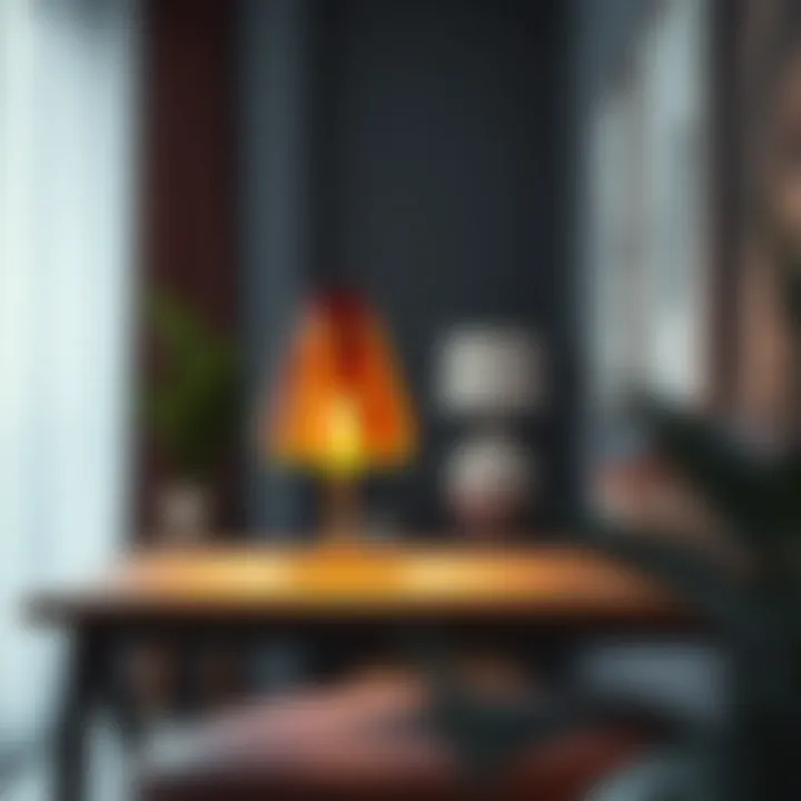 Artistic design of a colorful lamp on a desk