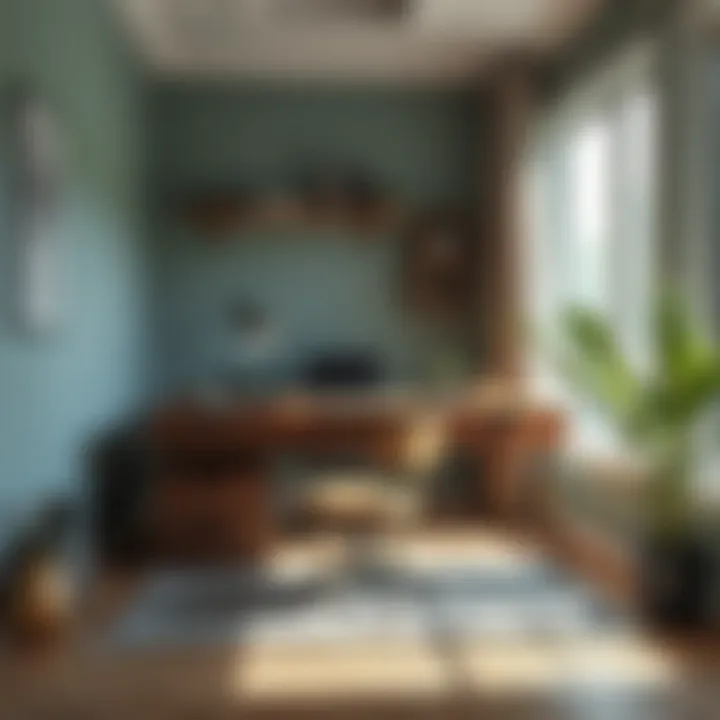 Creative workspace featuring an artistic desk design