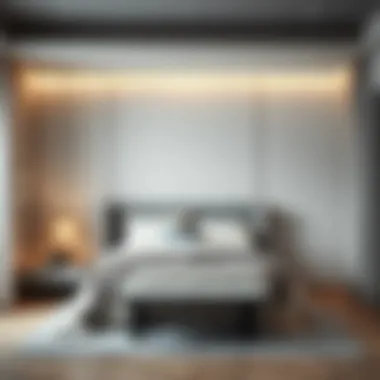 Stylish bedroom designed in moon dust gray tones