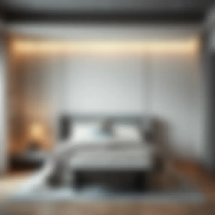 Stylish bedroom designed in moon dust gray tones