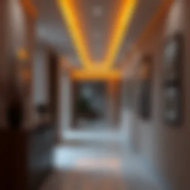 Innovative Hallway Design with LED Lighting Innovative design featuring orange LED lights in a hallway