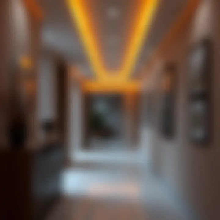Innovative Hallway Design with LED Lighting Innovative design featuring orange LED lights in a hallway