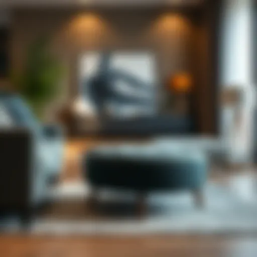 Modern Living Room Footrest Stylish footrest in a modern living room setting