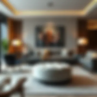 Modern Living Room with Elegant Footstool Elegant footstool in a modern living room