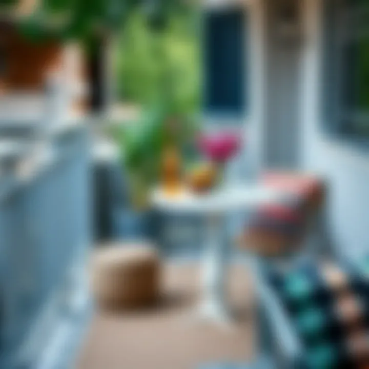 Compact balcony table for small spaces with vibrant decor