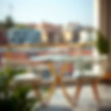 Elegant glass top balcony table with chic chairs