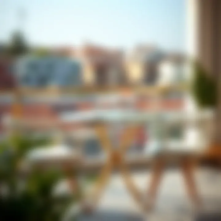 Elegant glass top balcony table with chic chairs