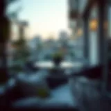 Stylish balcony table set in a modern urban setting