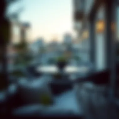 Stylish balcony table set in a modern urban setting