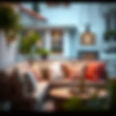 Cozy outdoor seating setup with stylish cushions