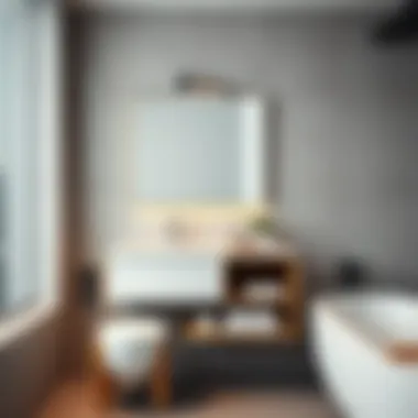 Stylish adhesive shelf in a modern bathroom setting