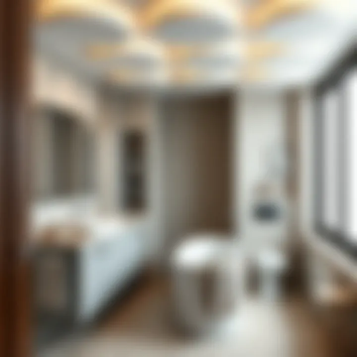 Stylish Bathroom with Foam Ceiling Stylish bathroom featuring foam ceiling for aesthetics