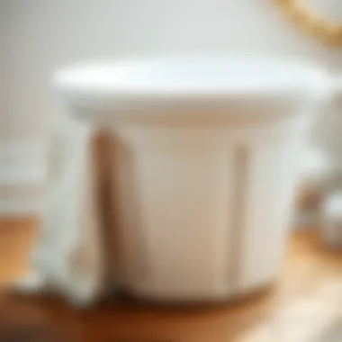 Close-up of a high-quality white trash can showcasing its materials