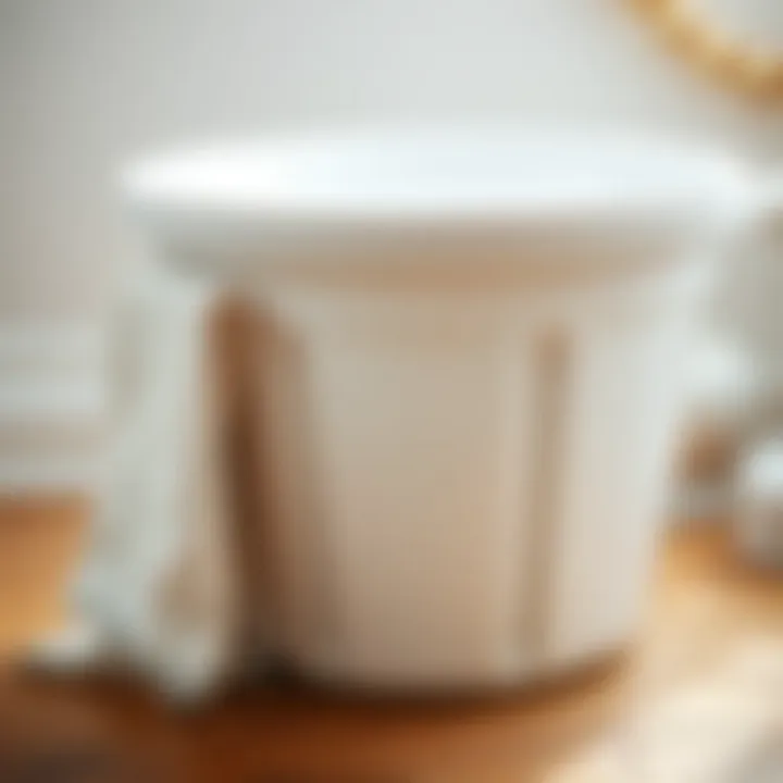 Close-up of a high-quality white trash can showcasing its materials