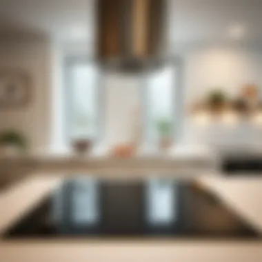 Stylish Kitchen Interior with White Glass Cooktop Stylish kitchen interior showcasing a white glass cooktop as a focal point