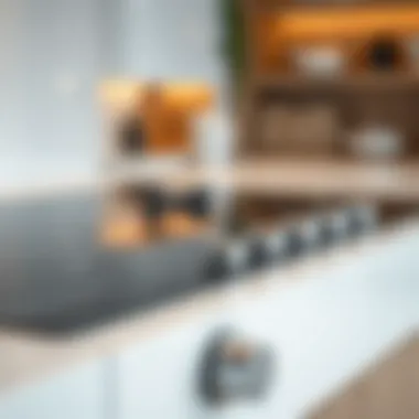 Close-up of a white glass cooktop displaying its sleek surface and controls