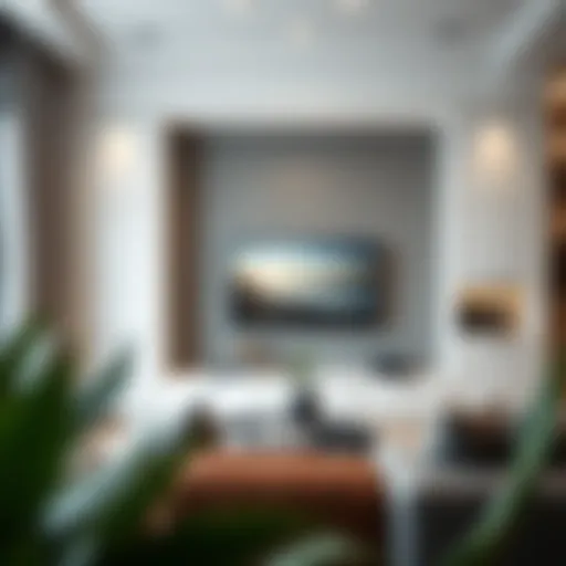 Elegant white gray TV unit in a modern living room