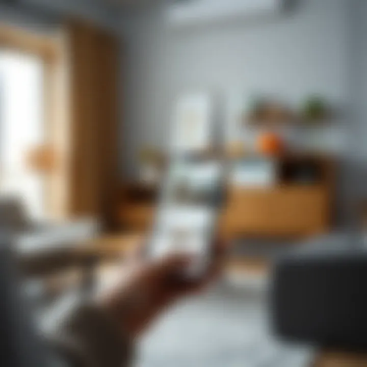 Browsing Letgo for Furniture User browsing Letgo app on a smartphone for furniture