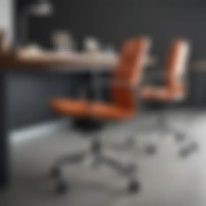 Variety of materials used in office chairs