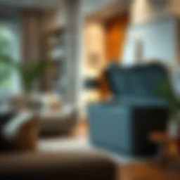 Stylish large plastic storage box in a modern living room