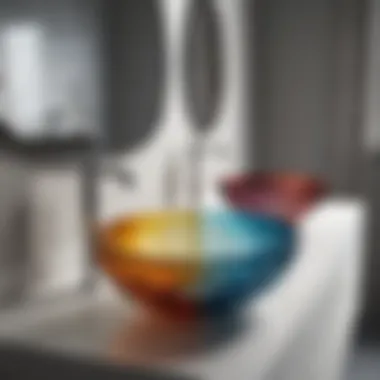 An artistic display of various glass sink designs, illustrating the diversity and creativity in modern interior decor.