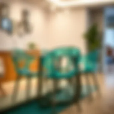 A beautifully designed glass-like chair set in a dining area