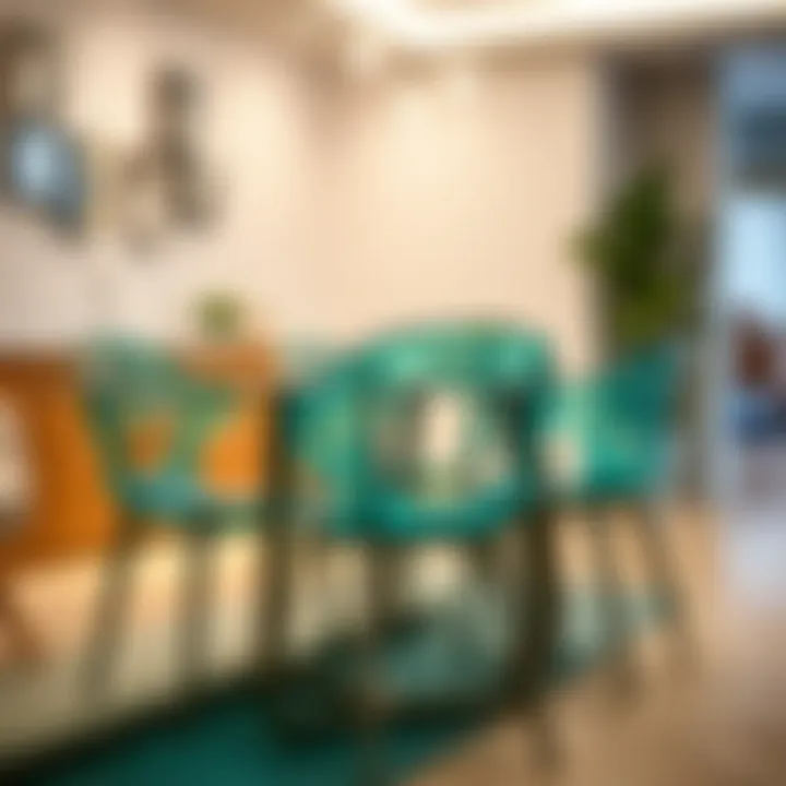 A beautifully designed glass-like chair set in a dining area