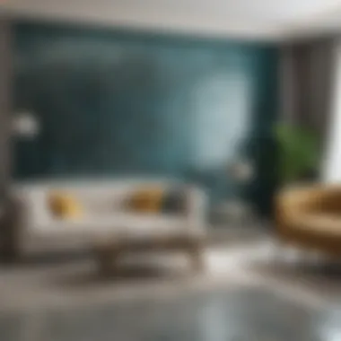 Elegant Living Space with Glass Mosaic An elegant living space featuring glass mosaic tiles as a decorative element.