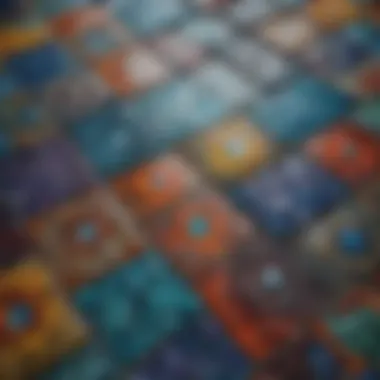 Vibrant Glass Mosaic Tiles Collection A stunning display of various glass mosaic tiles showcasing vibrant colors and patterns.