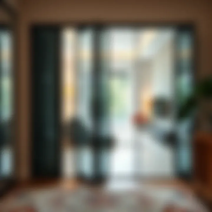 Stylish glass accordion door showcasing space efficiency