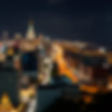 Captivating Cityscape at Night A captivating cityscape painting illuminated by night lights, depicting urban life