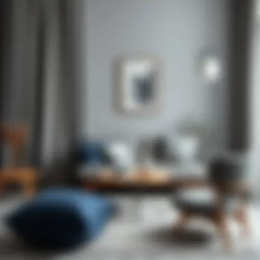 Chic arrangement highlighting the harmony of gray and navy textiles