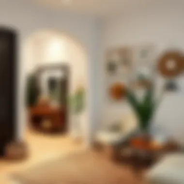 Chic entryway featuring diverse wall-mounted hanging options