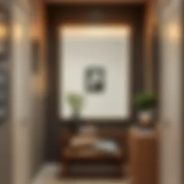 Chic hallway adorned with strip decorative mirror